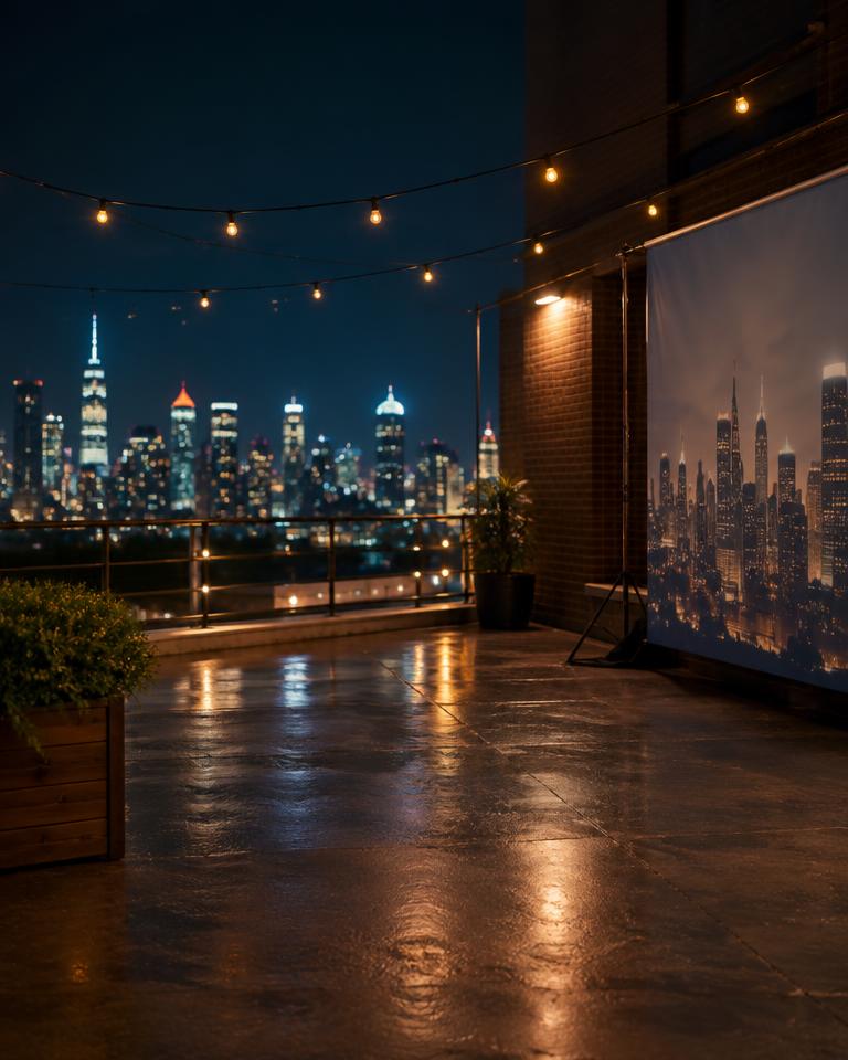 Neon rooftop set